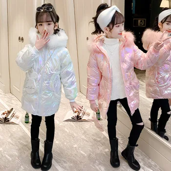 Dievčatá Dole Kabát, Sako Bavlna Outwear Kabát 2022 Ružová Teplé Zahustiť Plus Velvet Zimné Priedušná detské Oblečenie