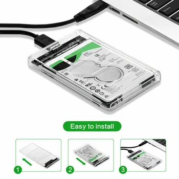 Transparentné HDD Prípade, SATA do USB 3.0 Pevný Disk Prípade Externého 2.5