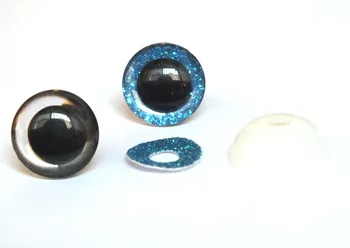 20 mm Modrý Plast Jasné Bezpečnosti Hračiek Oči + Lesk netkané textílie Pre Diy Bábika Materiálov