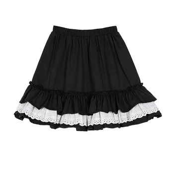 Harajuku Kawaii Skladaný Mini Sukne Ženy Lete Gothic Lolita High-v strede zúžený Čiernej Sukni Školské Dievča Biele Čipky Krátke Tutu Sukne