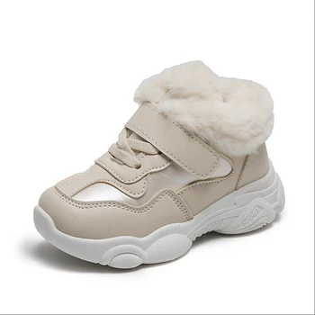 Deti sneh topánky 2021 zimné Plyšové pribrala nepremokavé chlapčenské a dievčenské bavlnené topánky Plyšové úst teplé mäkké jediným detská obuv
